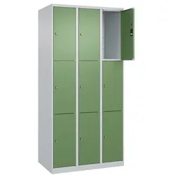 CP Schließfachschrank »Classic Plus Korpus lichtgrau« 3x3 Fächer grün, 90x185x50 cm
