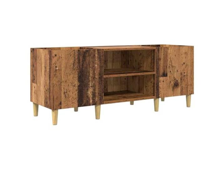 KLGBNCVE Schallplattenschrank 121 x 38 x 48 cm Holzwerkstoff Altholz Plattenkabinett mit Scharniertüren, integrierte Regale, geräumige Lagerkapazität, Pflege mit feuchtem Tuch, Holzwerkstoff