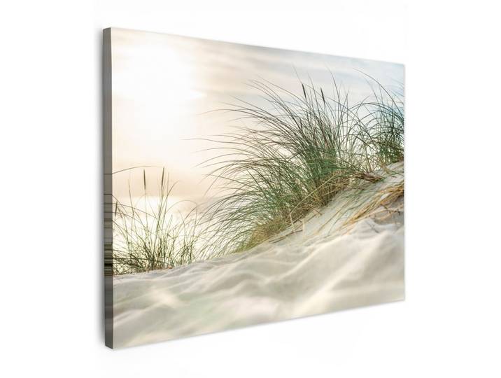 LEINWANDBILD Dünen mit Strandhafer in der Sonne des Nationalparks Schleswig-Holsteinisches Wattenmeer Wandbilder 80x60 cm