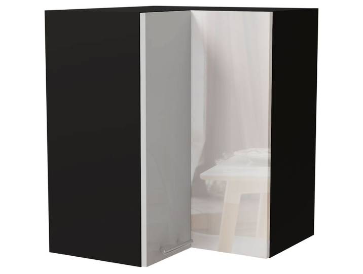 Feldmann-Wohnen Eckhängeschrank Essen (W12/60, 2-türig, 2 Einlegeböden, 1-St., moderne Optik, lackierte Fronten) 60x60x72cm schwarz - weiß Hochglanz (ES-W12/60)