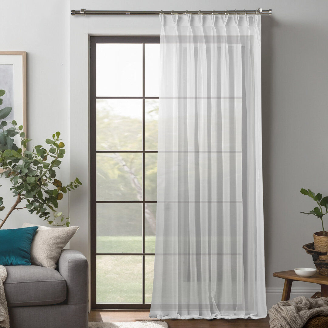Noine Home Deco Sheer Single Curtain Panel White 65cm Width x 200cm Drop