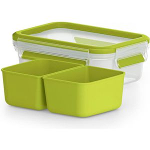 Emsa Lunchbox Clip & Go 518102 Kunststoff, Snackbox, auslaufsicher, mit 2 Einsätzen, 550 ml