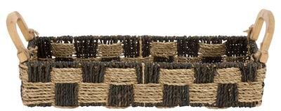 "SAFAVIEH Quinley 16.1-Inch Seagrass Basket, Natural and Dark Natural - 16""W x 6""D x 6""H"