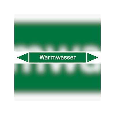 Rohrleitungskennzeichen Warmwasser - 187x26 mm Folie selbstklebend