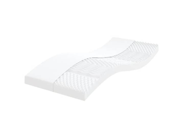 KTHLBRH Schaumstoffmatratze Weiß 90x190 cm 7-Zonen ILD 20 24D PU-Schaum, 3 Schichten, pfirsichrosa Bezug, Druckentlastung, 7 Liegezonen
