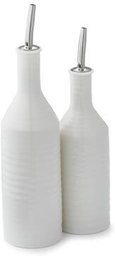 Portmeirion Sophie Conran White Oil and Vinegar Drizzler Set - Oil 10.5 Inch, Vinegar 9 Inch