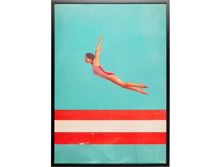 Bild mit Rahmen KARE DESIGN Gerahmtes Bild Jumping Girl 103x73cm , bunt (farbe bild(er): grün, rot, weiß), B:72,8cm H:102,8cm T:3,2cm, Papier, Polyresin, Bilder, Bild mit Rahmen, verschiedene Motive