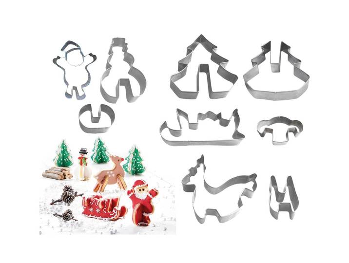 Ausstechform WESTMARK 9-tlg. 3D Set Santa Claus is coming Ausstechformen , silber, B:17,5cm, Ausstechformen, Ausstechform