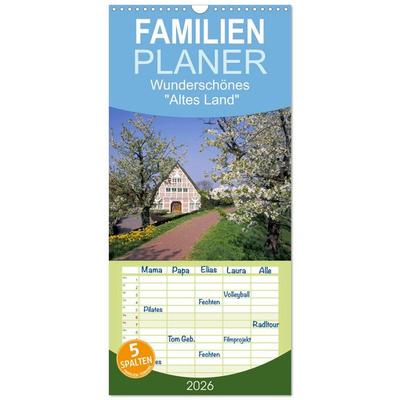 Familienplaner 2026 - Wunderschönes 'Altes Land' mit 5 Spalten (Wandkalender, 21 x 45 cm) CALVENDO