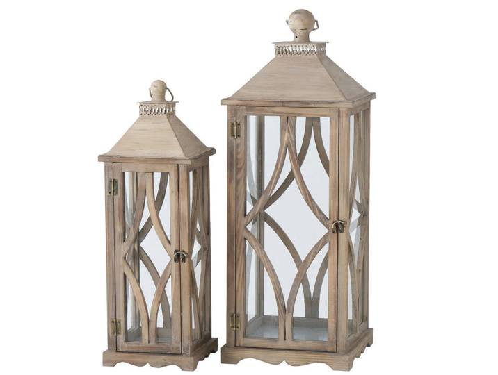 Boltze Home Holzlaterne groß Karol, Braun, Holz, 28x75x28 cm, Dekoration, Laternen & Windlichter, Windlichter