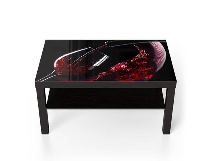 DEQORI Glastisch schwarz groß 90x50 cm Motiv Tanz der Tropfen ausgefallener Beistelltisch aus Glas Hochglanz Couchtisch fürs Wohnzimmer moderner Couch Tisch mit Design