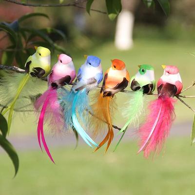 The Handy Homestead 6PCS Artificial Feather Bird   Fake Birds Christmas Decoration Foam Animal   Wedding Home Garden Ornament Gift Craft Bir Color: 6pcs A