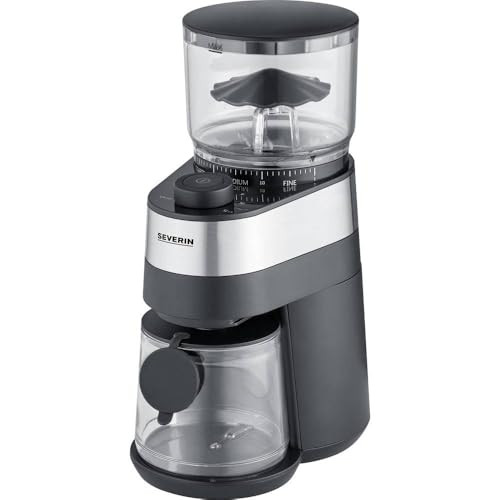 Severin KM 3880 Elektrische koffiemolen met 30 maalgraden en afneembare bonenhouder, roestvrij staal