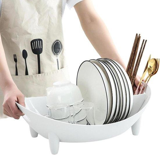 Wit Keuken Afdruiprek met Bestekhouder - Breedte: 39,5 cm