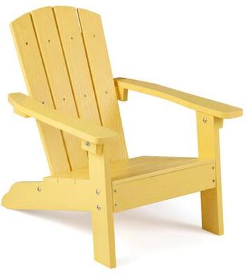 Costway All-Weather HDPE Kid's Adirondack Chair with with High Backrest and Armrests-Yellow