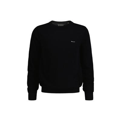 Sweater GANT "Strickpullover COTTON PIQUE C-NECK", Herren, Gr. L, schwarz, Obermaterial: 100% Baumwolle CO., Sweatshirts Sweater