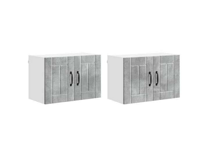HKTMGDNG Küchen Wandschrank 2er Set Betongrau 60x31x40cm Holzwerkstoff Praktisches 2er-Set Hängeschränke in modernem Beton-Dekor für die Küche. Pflegeleichte Oberfläche mit extra Stauraum.