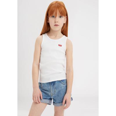 Ripptanktop LEVI'S KIDS "LVG MEET AND GREET RIBBED TANK", Mädchen, Gr. 12 (152), weiß (hellweiß), Obermaterial: 95% Baumwolle, 5% Elasthan, unifarben, Rundhals, Tops, for GIRLS