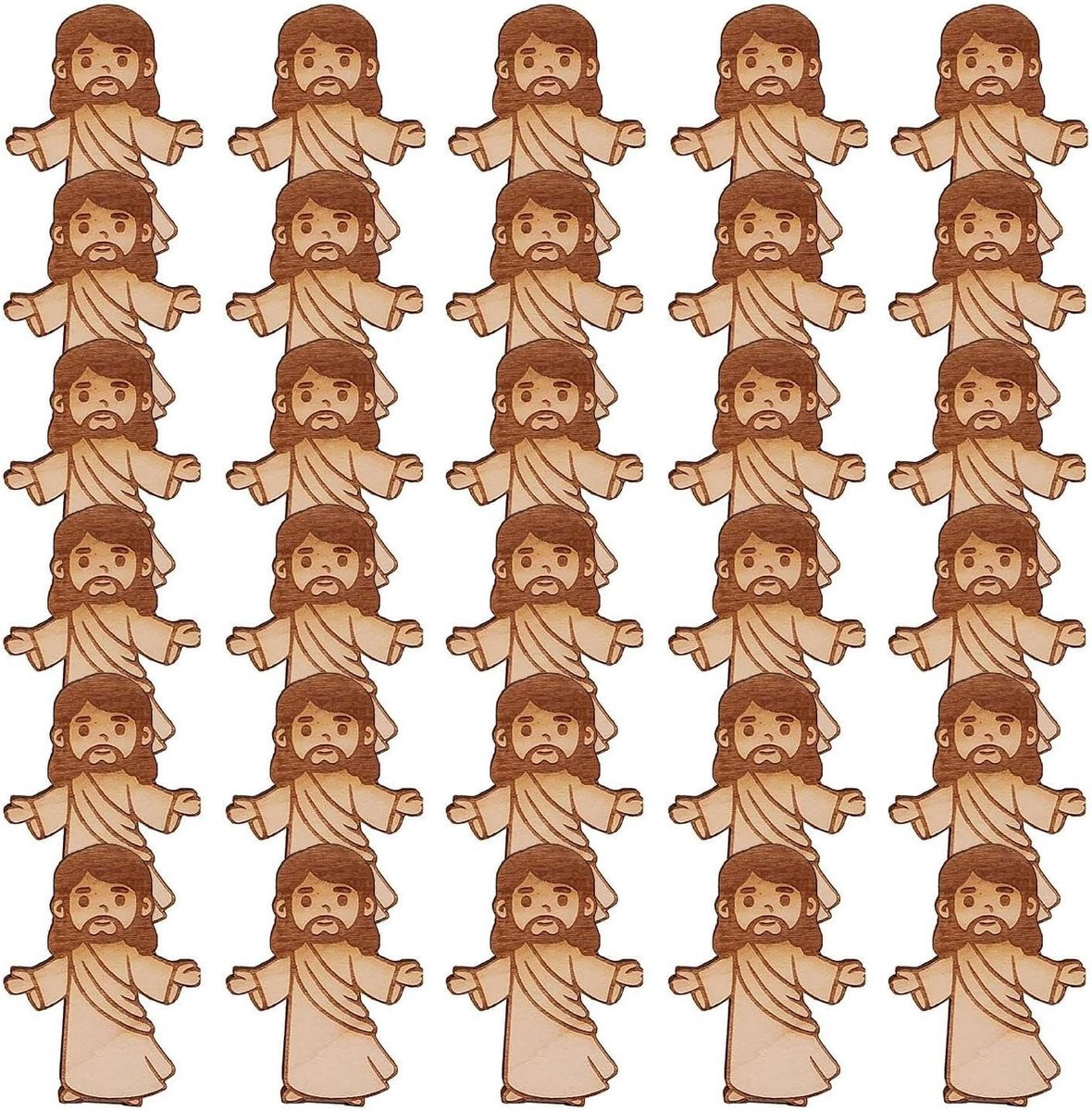 Klein Jezus Christus figuur van hout - Houtkleur - Religieuze decoratie voor op tafel