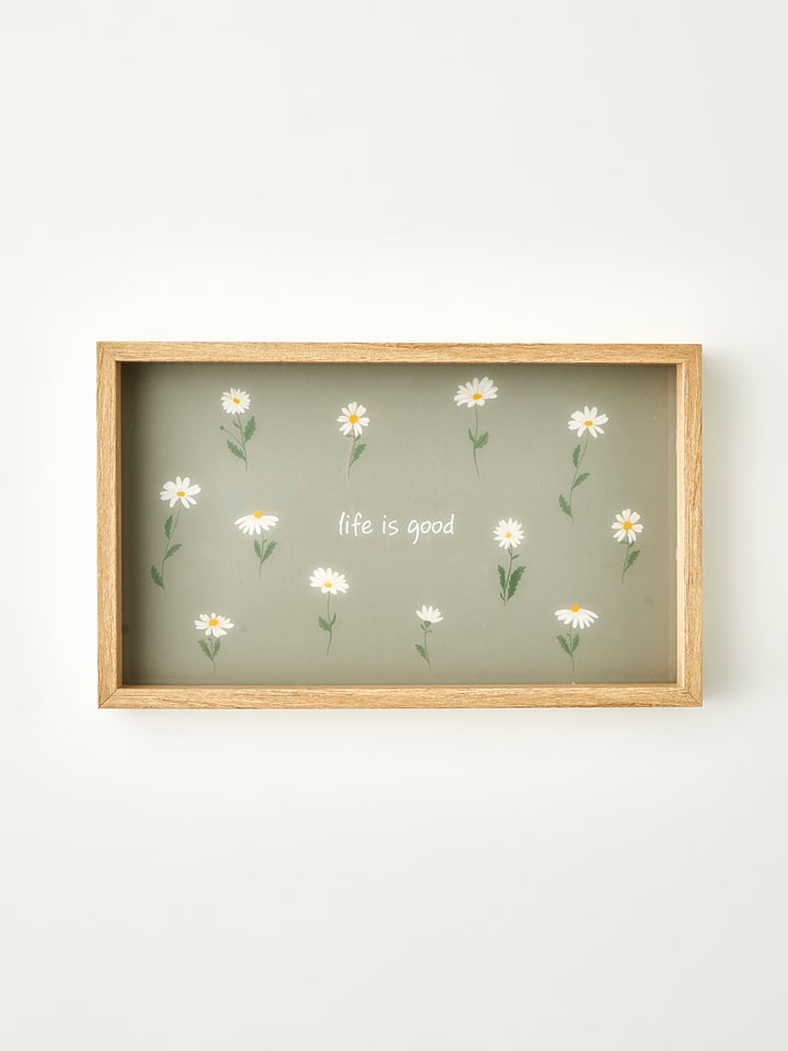 BELLA MAISON Tablett ''Daisy'' in Grün/ Beige - (L)22 x (B)37 cm - onesize