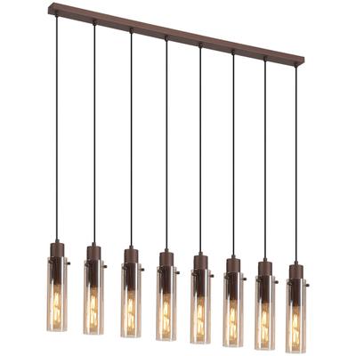 SEARCHLIGHT Hängeleuchte "Hängeleuchte Sweden, 8-flammig", braun (mokka und bernstein), 8, H: 32cm, 1 Stk., Leuchten, Ideal für längliche Filament-Leuchtmittel, Hängeleuchte
