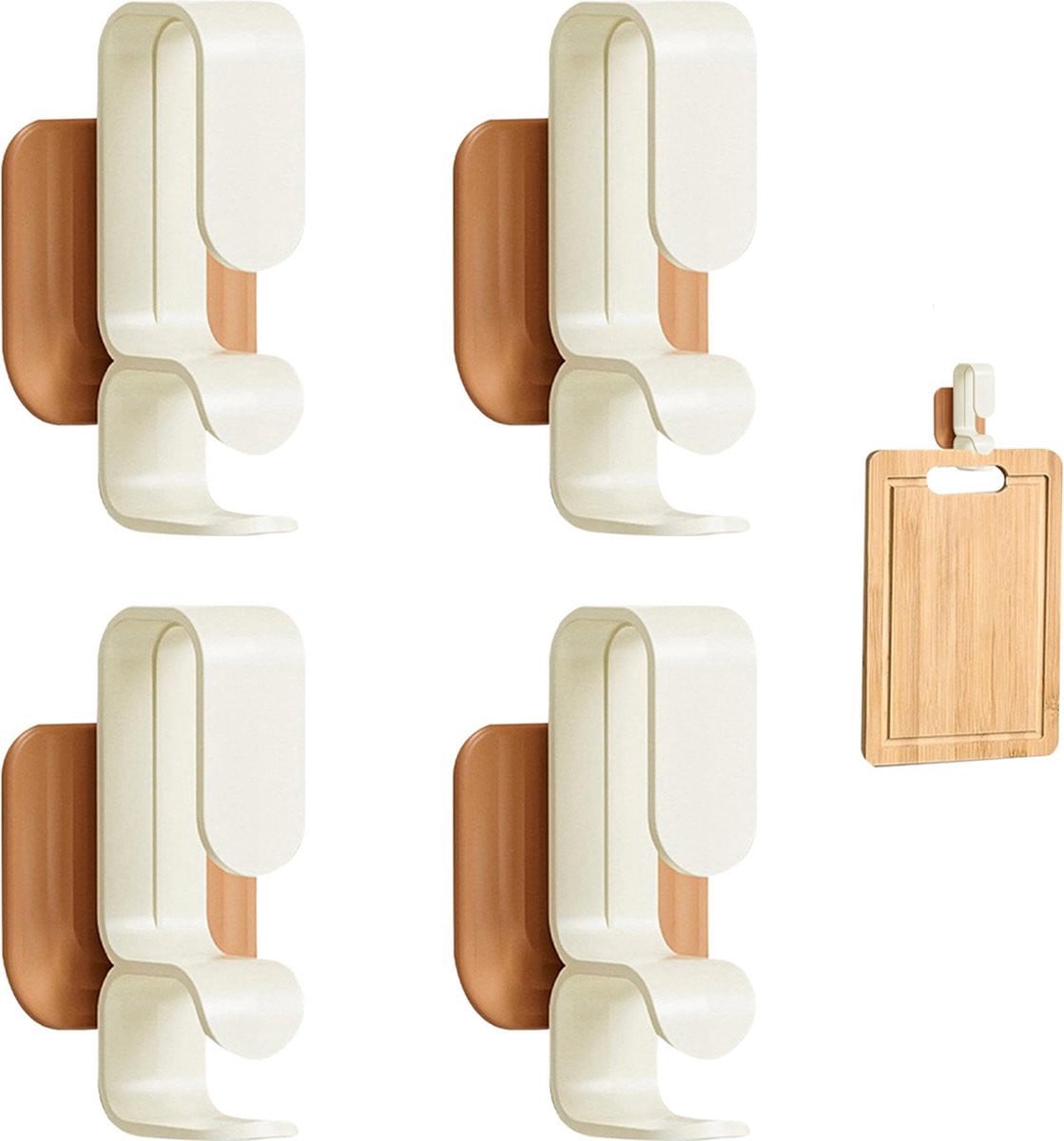 Set van 4 zelfklevende multifunctionele handdoekhaken voor badkamer en keuken, waterdicht