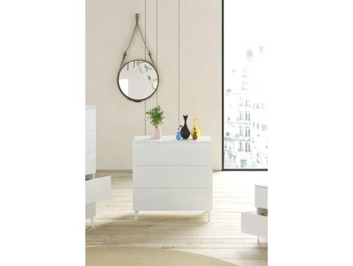 möbelando Kommode >Loft< in Weiß Hochglanz - 80x80x40 (BxHxT)