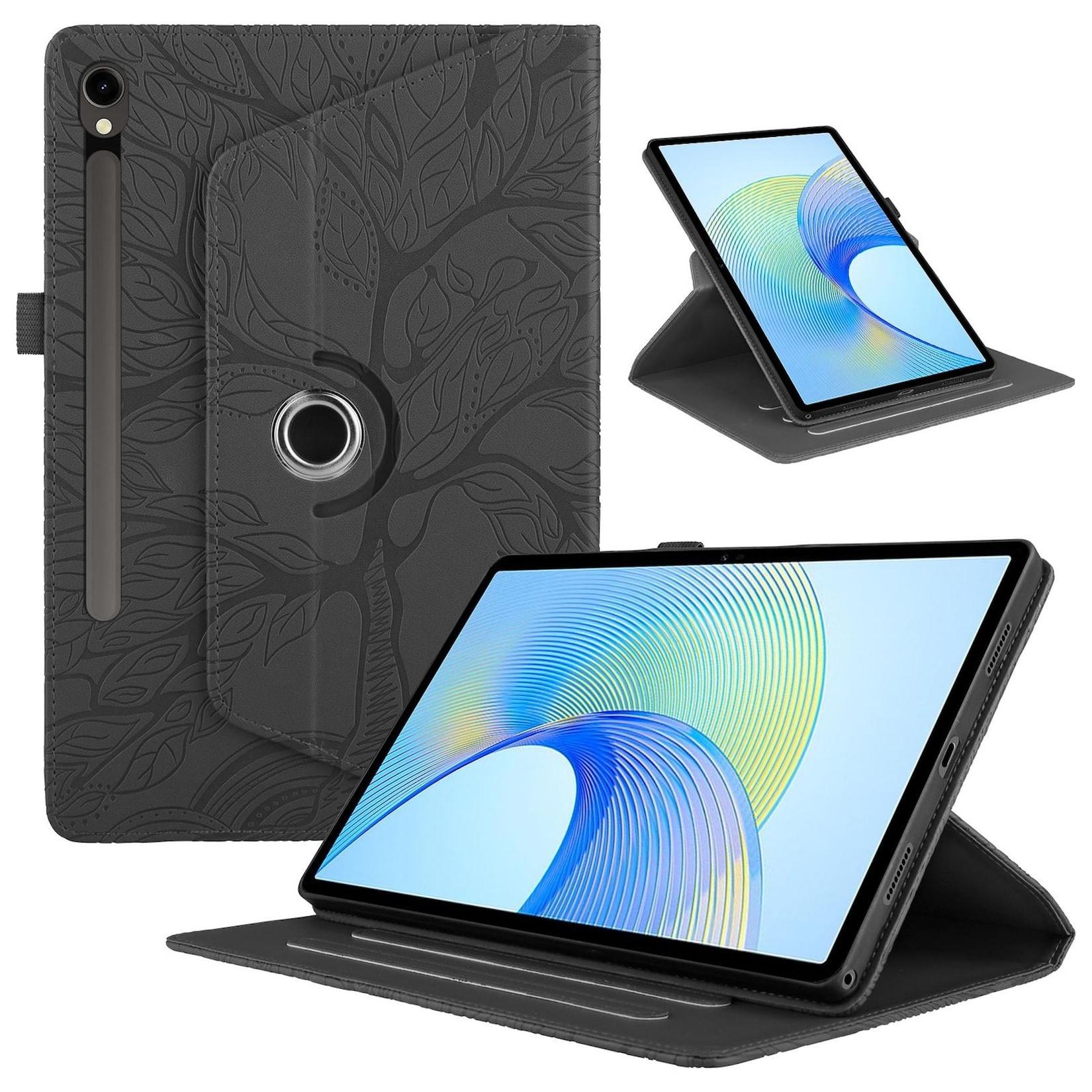 Für Samsung Galaxy Tab S10 FE Plus 360 Grad Design Kunstleder Tasche Schwarz