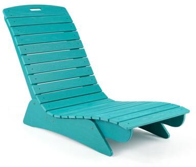 Costway Fade-Resistant Outdoor Lounger with Contoured Shape for Deck Poolside-Turquoise