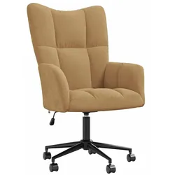 Décoshop26 - Moderner brauner Samt-Loungesessel/Sofasessel auf Rollen DEC026725 DEC026725