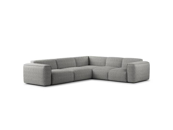 Canapé d’angle avec angle arrondi Gris/Gris Bouclé Tissu Bony 325 x 71 x 260cm Angle à droite vu de face Moderne