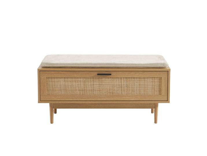 Baïta Banc à chaussures cannage 1 porte AMANA Marron Chêne Clair