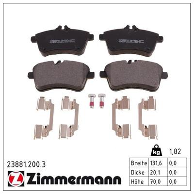 ZIMMERMANN Bremsbelagsatz, Scheibenbremse 23881.200.3 Vorderachse für Mercedes