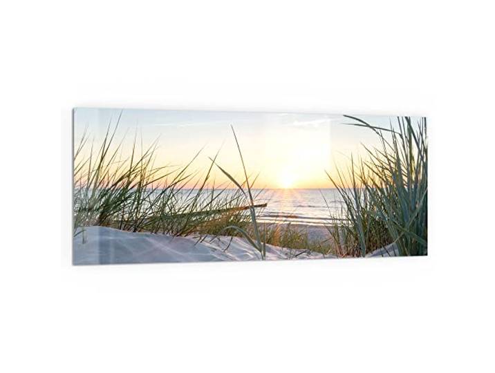 DEQORI Küchenrückwand Glas Motiv Ostsee Sonnenuntergang 125x50 cm Bad- oder Herd-Rückwand Herdblende Spritzschutz für Küche & Badezimmer moderne Deko für Fliesenspiegel