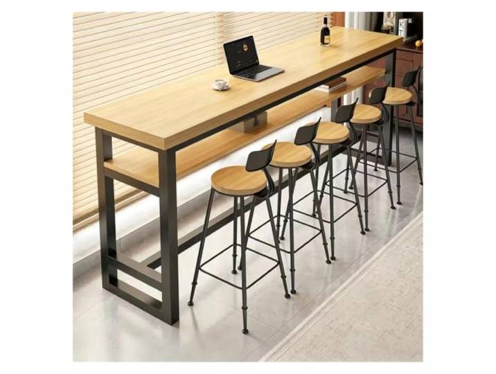 ZCXMNL Schmaler Bartisch, Doppelschichtig, Hohe Kneipenhöhe, Küche, Esszimmer, Industrielle Frühstückstheke, Couch for Zuhause(Natural,L120xW30xH105cm)