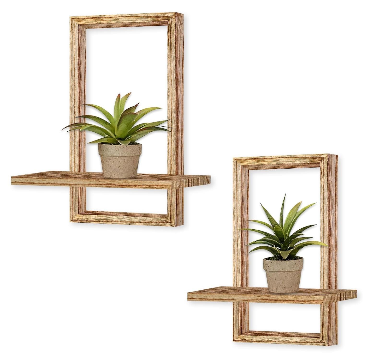 Merkloos Houten plankenrek voor decoratie, wandmontage