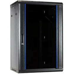 Dsit wandkast ongemonteerd met glazen deur 600x450x900mm (18 HE, 19 Zoll Rack), Serverschrank, Schwarz