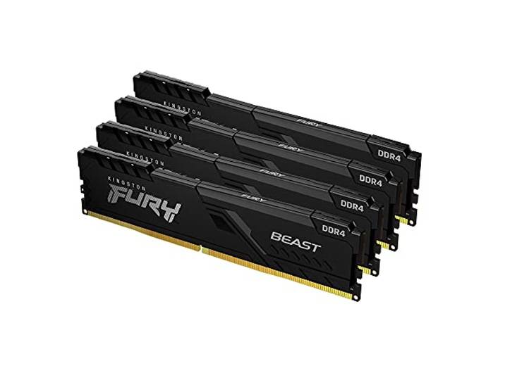 Kingston FURY Beast 128 GB (4 x 32 GB) 3200 MHz DDR4 CL16 Desktop Memory Kit van 4 KF432C16BBK4/128