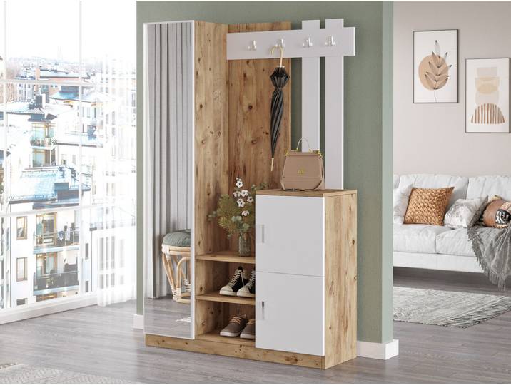 Vestiaire Rosy Blanc/chene Artisan - Basika