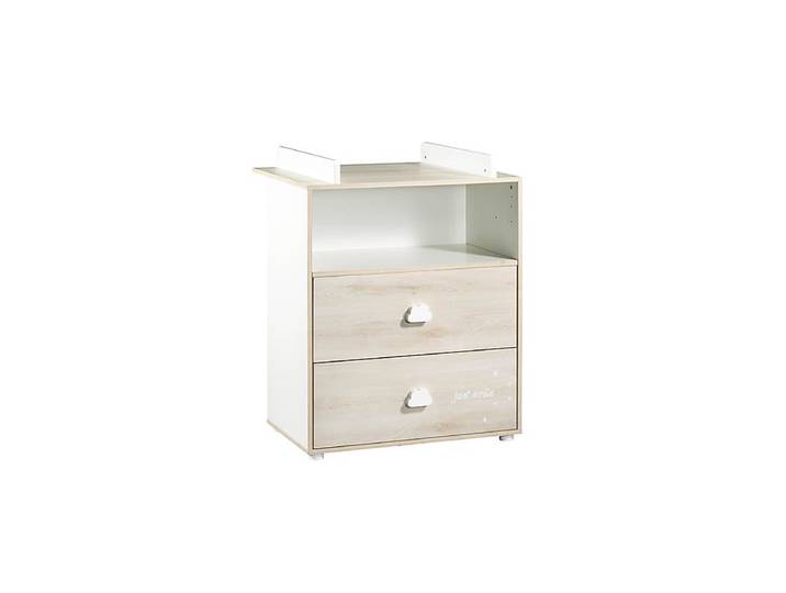 Commode à langer 2 tiroirs 1 niche Hêtre Cendré - SMILE