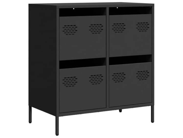 HKTMGDNG Sideboard Schwarz 68x39x73,5 cm Kommode Kaltgewalzter Stahl Vier praktische Schubladen für flexible Ordnung in Wohnzimmer, Flur und Büro auf stabilen Metallfüßen.