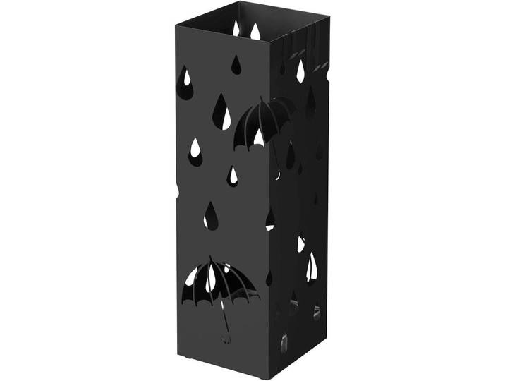 Schirmständer, Schwarz, Metall, 15.5x49x15.5 cm, Tropfschale, Garderobe, Schirmständer