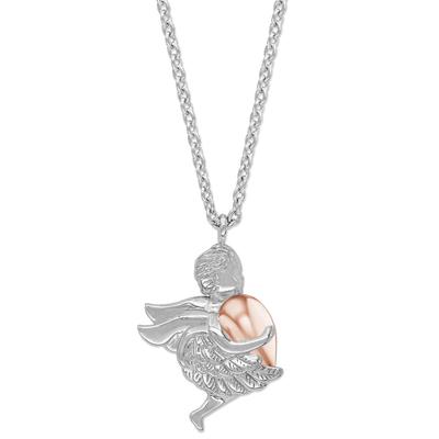 Kette mit Anhänger ENGELSRUFER "Schutzengel", rosa (silberfarben, roségoldfarben), Halsketten, Damen, Silber 925 (Sterlingsilber), L: 50
