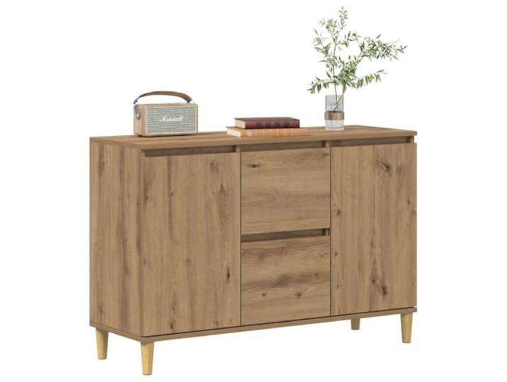 KTHLBRH Anrichte Eiche Handwerk 102 x 35 x 70 cm Holz mehrschichtig 2 Schubladen, 2 Türen, robuste Platte, multifunktionales Möbelstück für Wohnzimmer oder Schlafzimmer