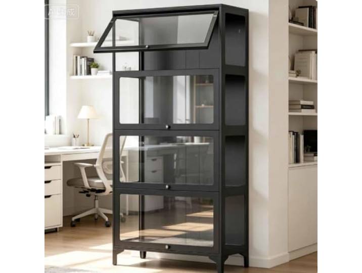 Vitrine Schwarz Metall 4-lagen 32x78x165cm Vitrinenschrank Wohnzimmer Vitrinenschrank Schwarz Metall Vitrine Glas Glasvitrine Stehend Stahl Wohnzimmer Küchenschrank Vitrine Sammlervitrine