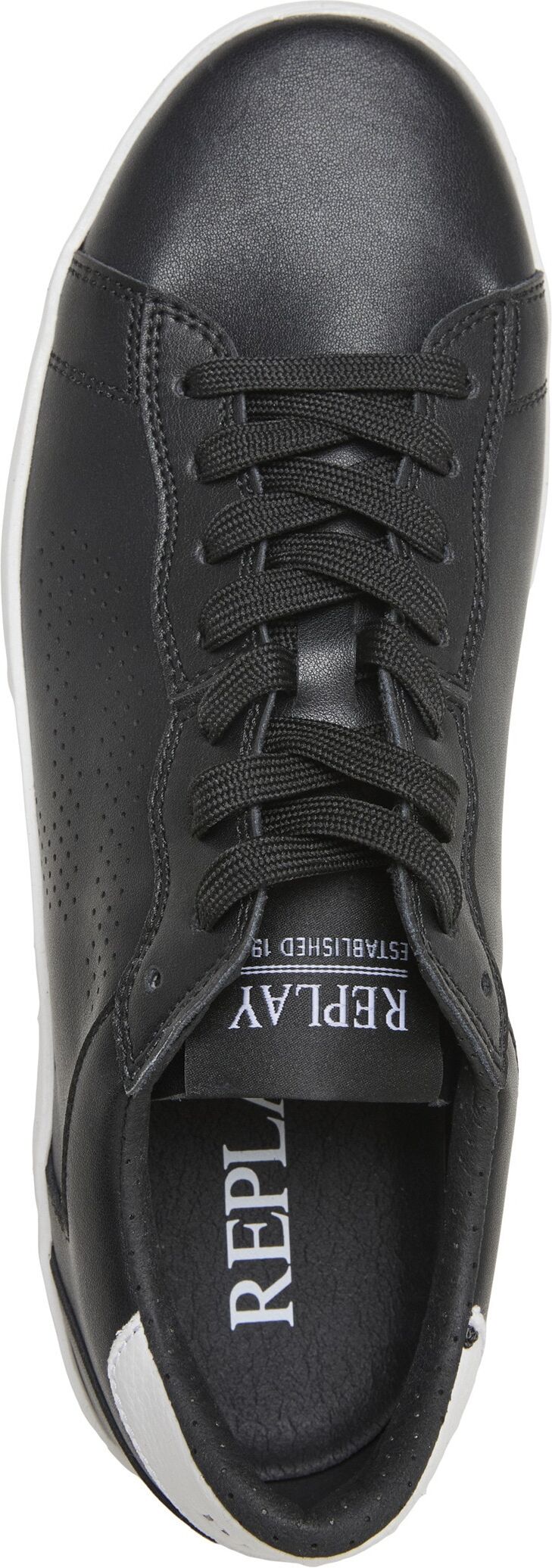 Sneaker REPLAY "Replay RAPID SENSE", Herren, Gr. 45, schwarz (schwarz, weiß), Leder, unifarben, Schuhe Sneaker