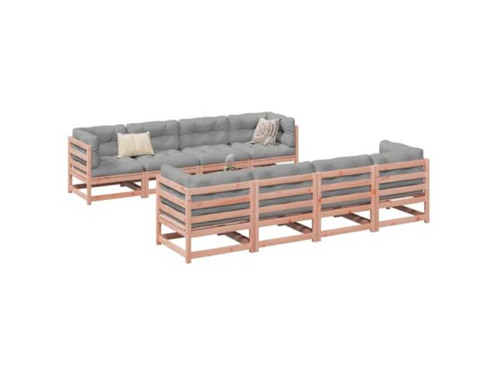 Massives Douglasienholz Terrassen Sofa Garnitur 9 teilig 82.28 cm Braun Gartenmöbel Set 9-tlg. Sofagarnitur Massivholz Douglasie Eckmodul Sitzgruppe Outdoor Terrassenmöbel Balkon Polyrattan Optik