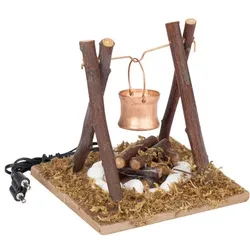 Lagerfeuer mit Kessel, 8,2 x 8,2 x 8,7 cm