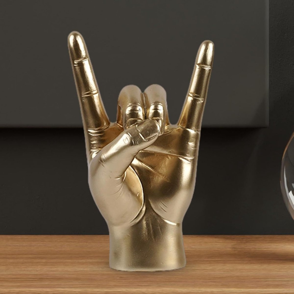 Elegante Luxe Zwarte Kunstbeeld Hand Gebaar Muziek Vinger Sculptuur voor Huis Decoratie, Hoogte: 12 cm