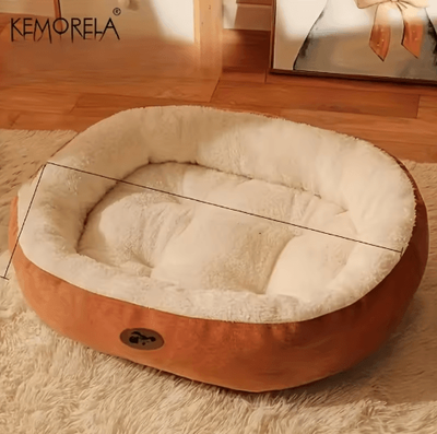 Inspire Picks Plush Oval Pet Bed Thickened, Machine Washable Dog & Cat Cushion For All Season Comfort brown xxl